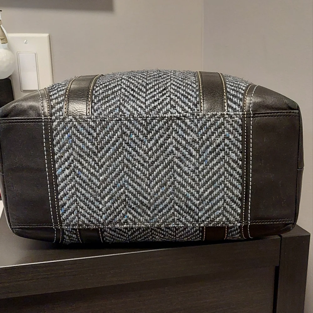 COACH Hampton Wool Tweed Herringbone Tote Shoulder Bag